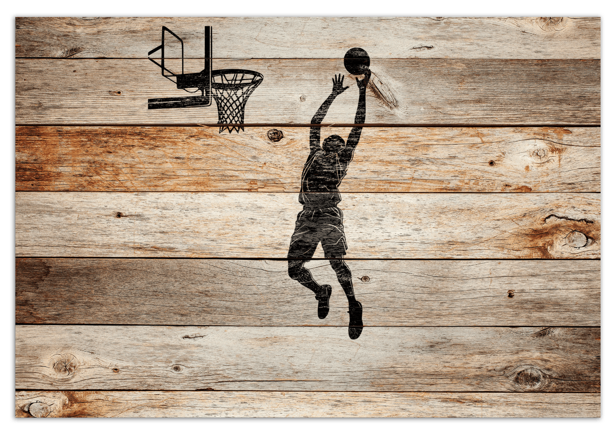 Wood Wall Art Basketball - Front View