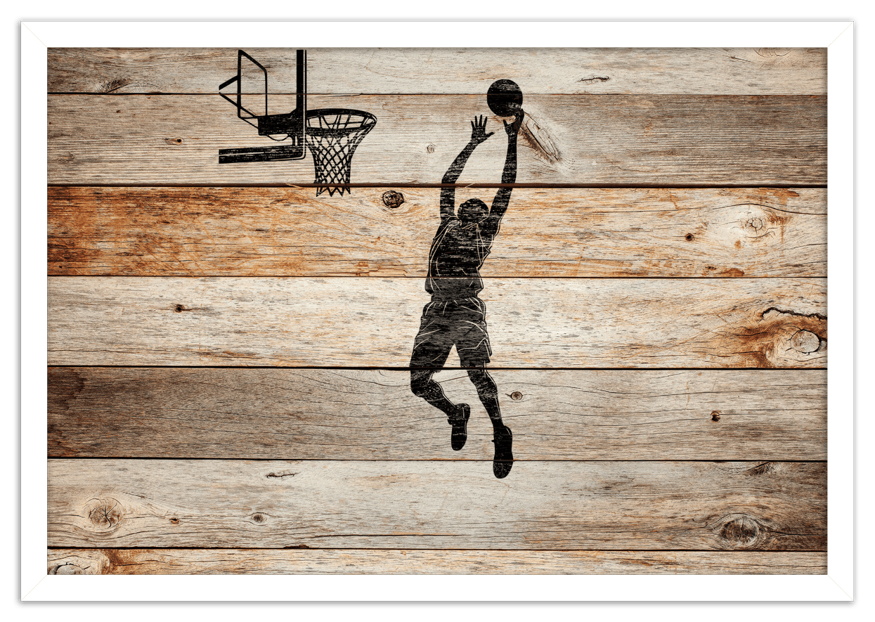 Wood Wall Art Basketball - Front View