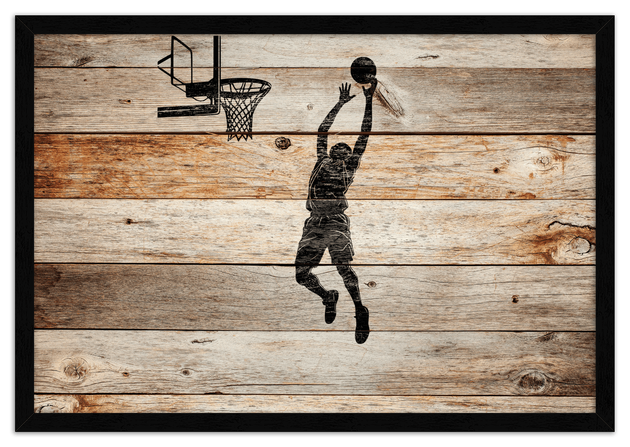 Wood Wall Art Basketball - Front View