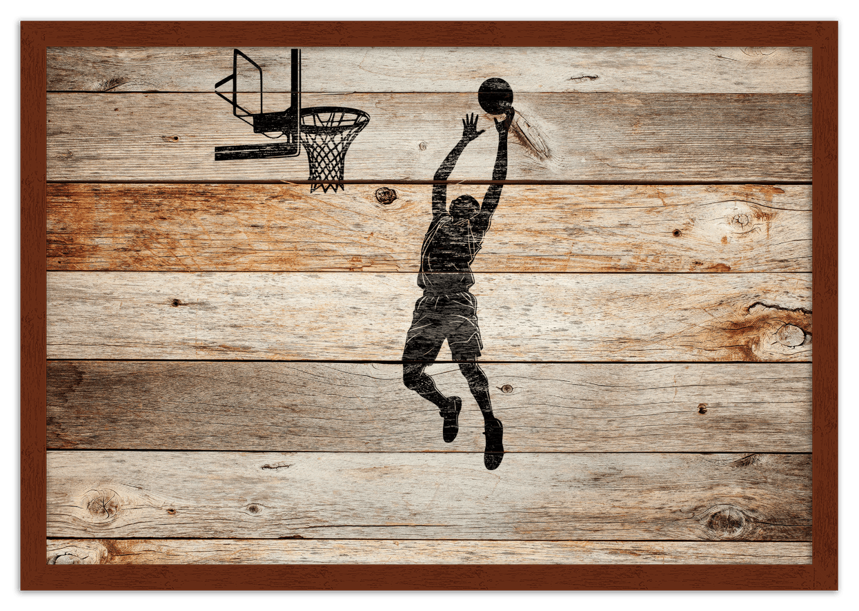 Wood Wall Art Basketball - Front View