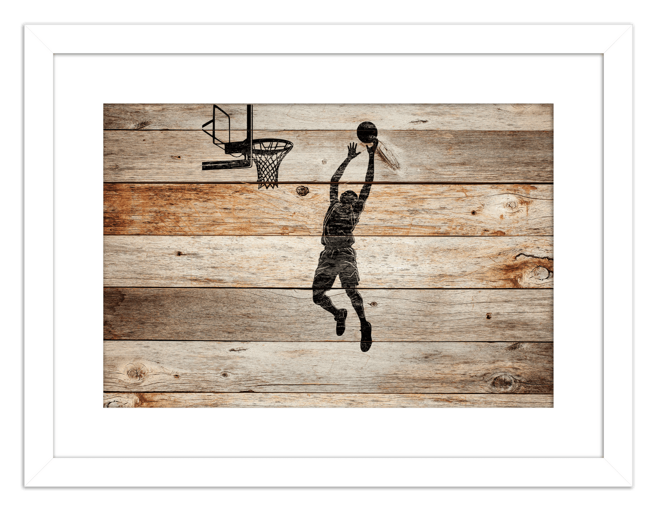 Wood Wall Art Basketball - Front View