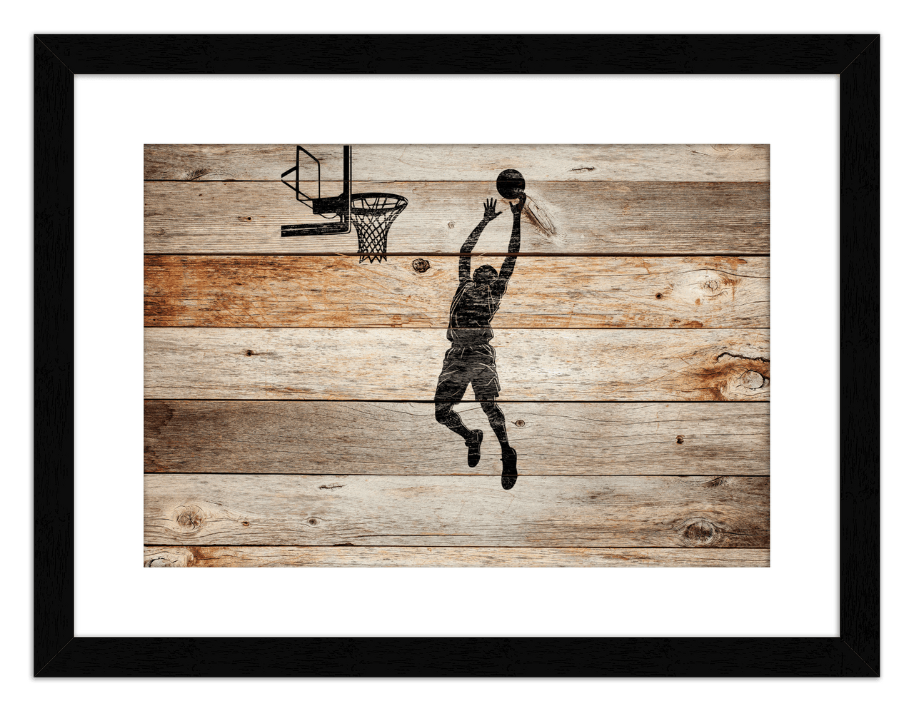Wood Wall Art Basketball - Front View