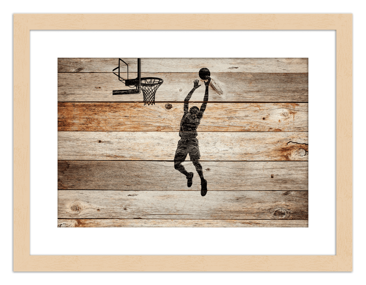 Wood Wall Art Basketball - Front View