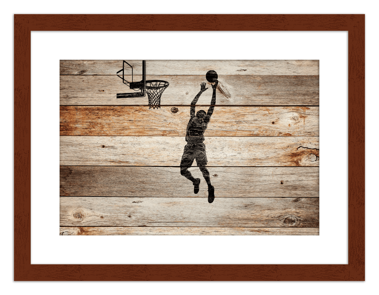 Wood Wall Art Basketball - Front View