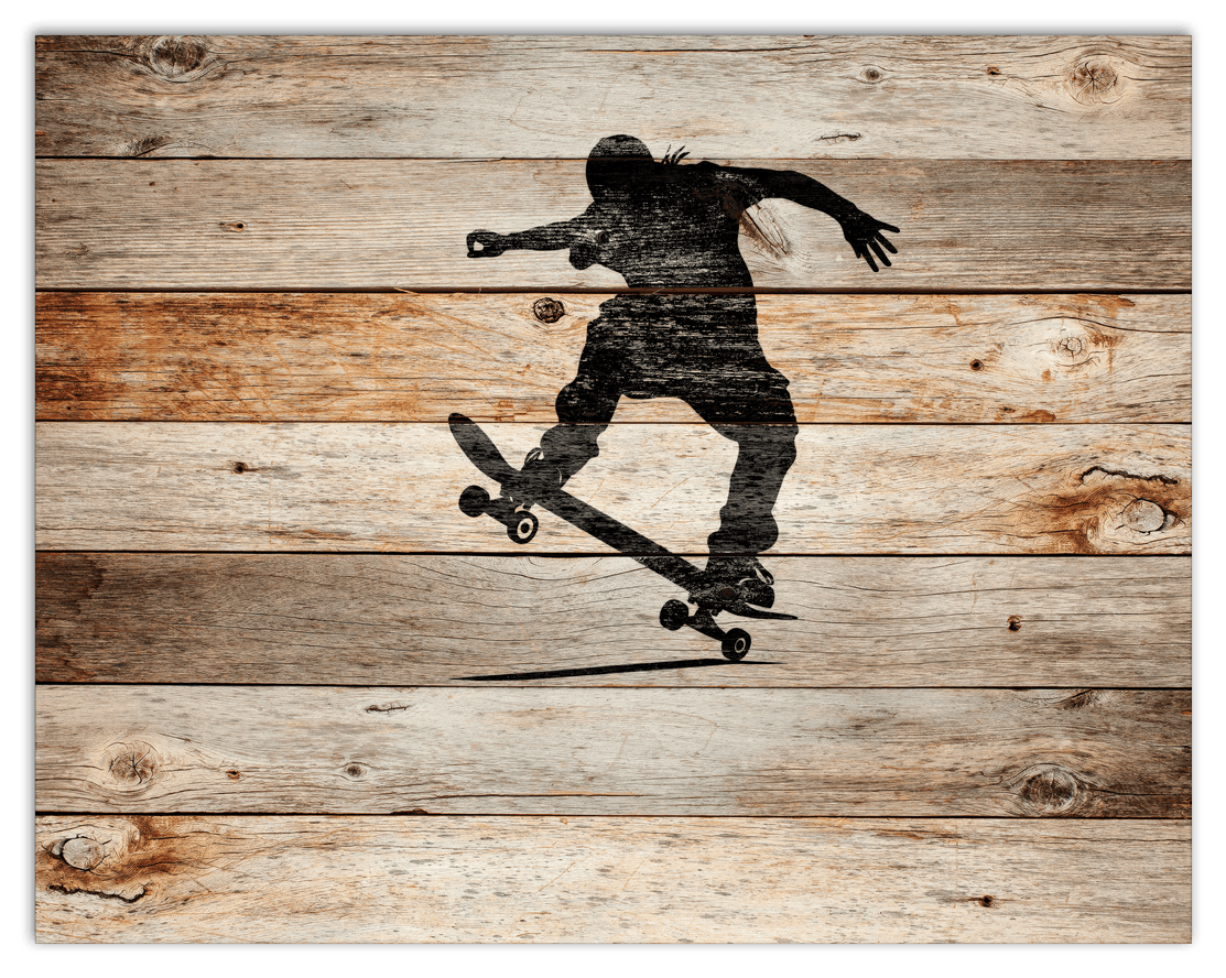 Wood Wall Art Skateboarding - Front View