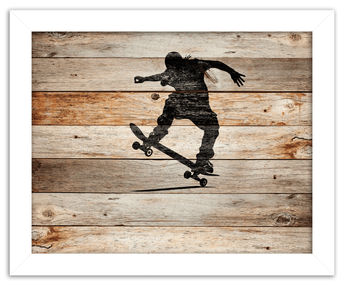 Wood Wall Art Skateboarding - Front View