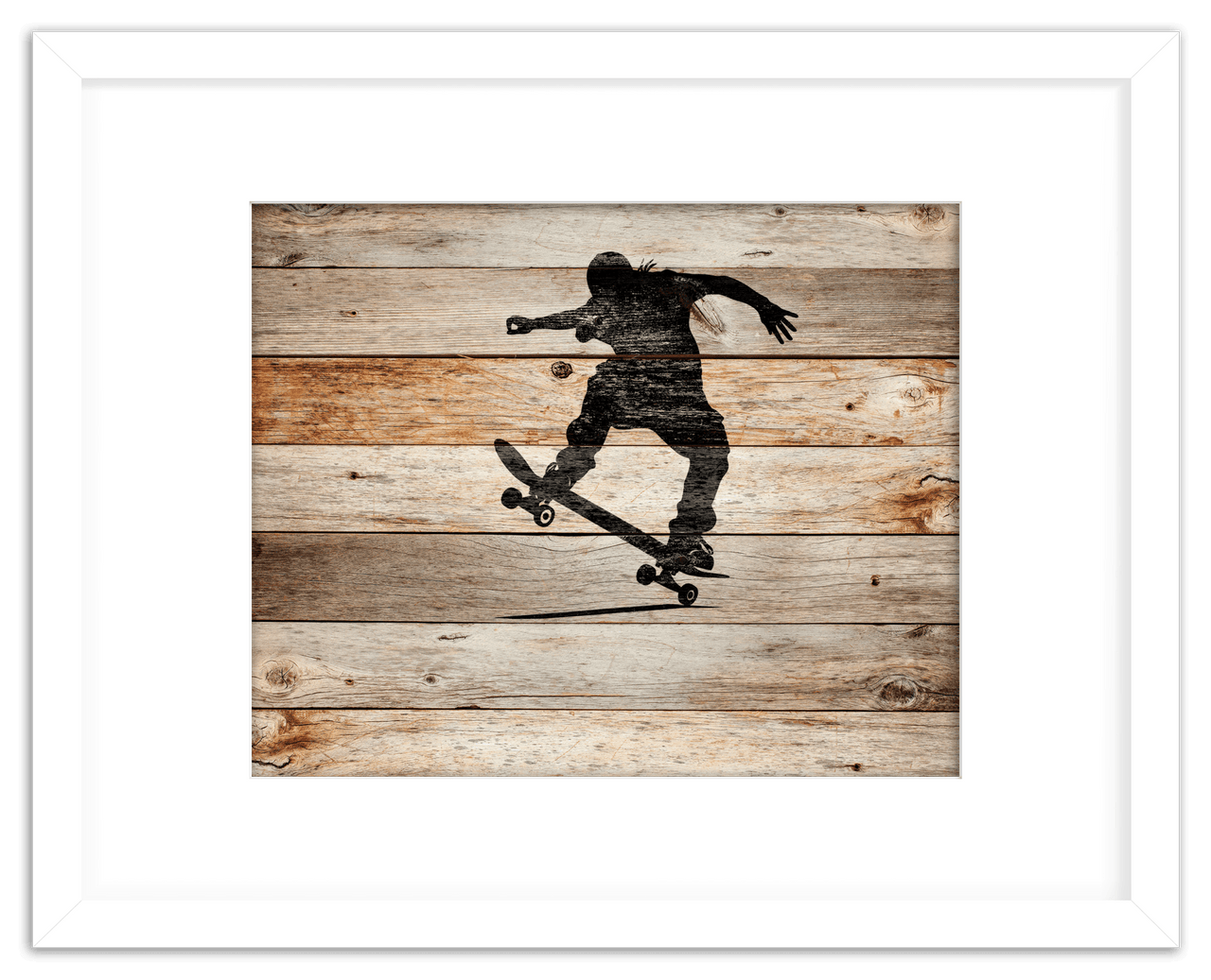 Wood Wall Art Skateboarding - Front View