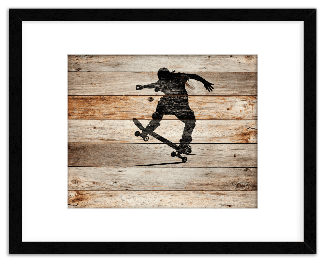 Wood Wall Art Skateboarding - Front View