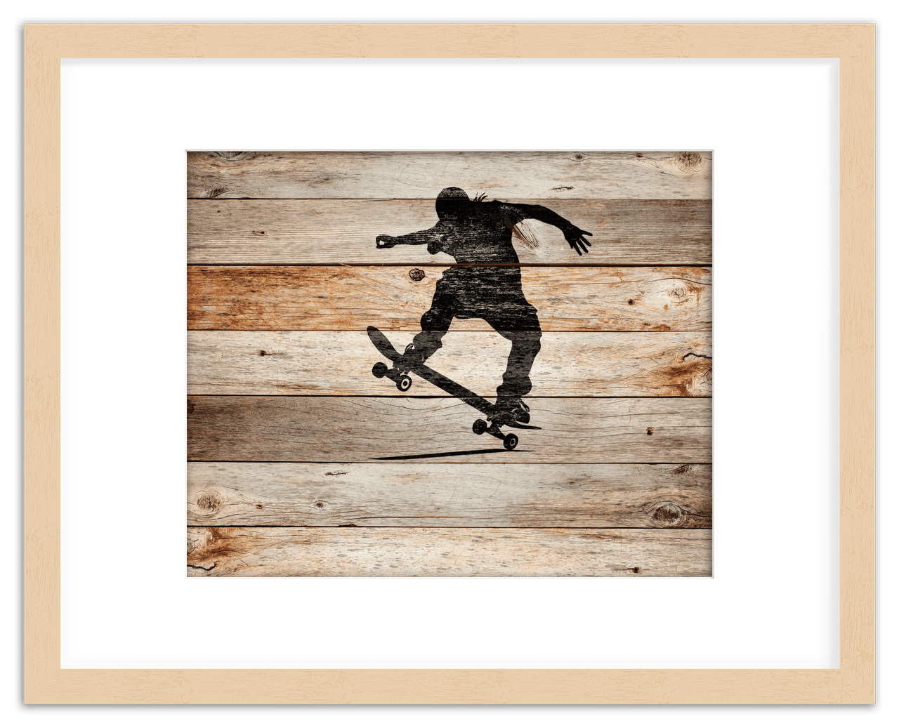Wood Wall Art Skateboarding - Front View