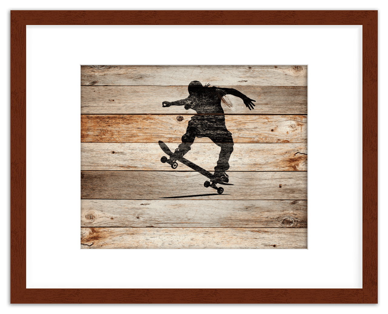 Wood Wall Art Skateboarding - Front View