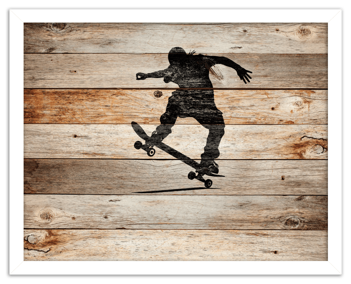 Wood Wall Art Skateboarding - Front View