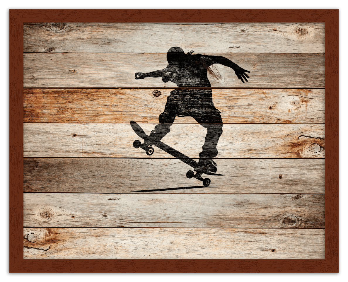 Wood Wall Art Skateboarding - Front View