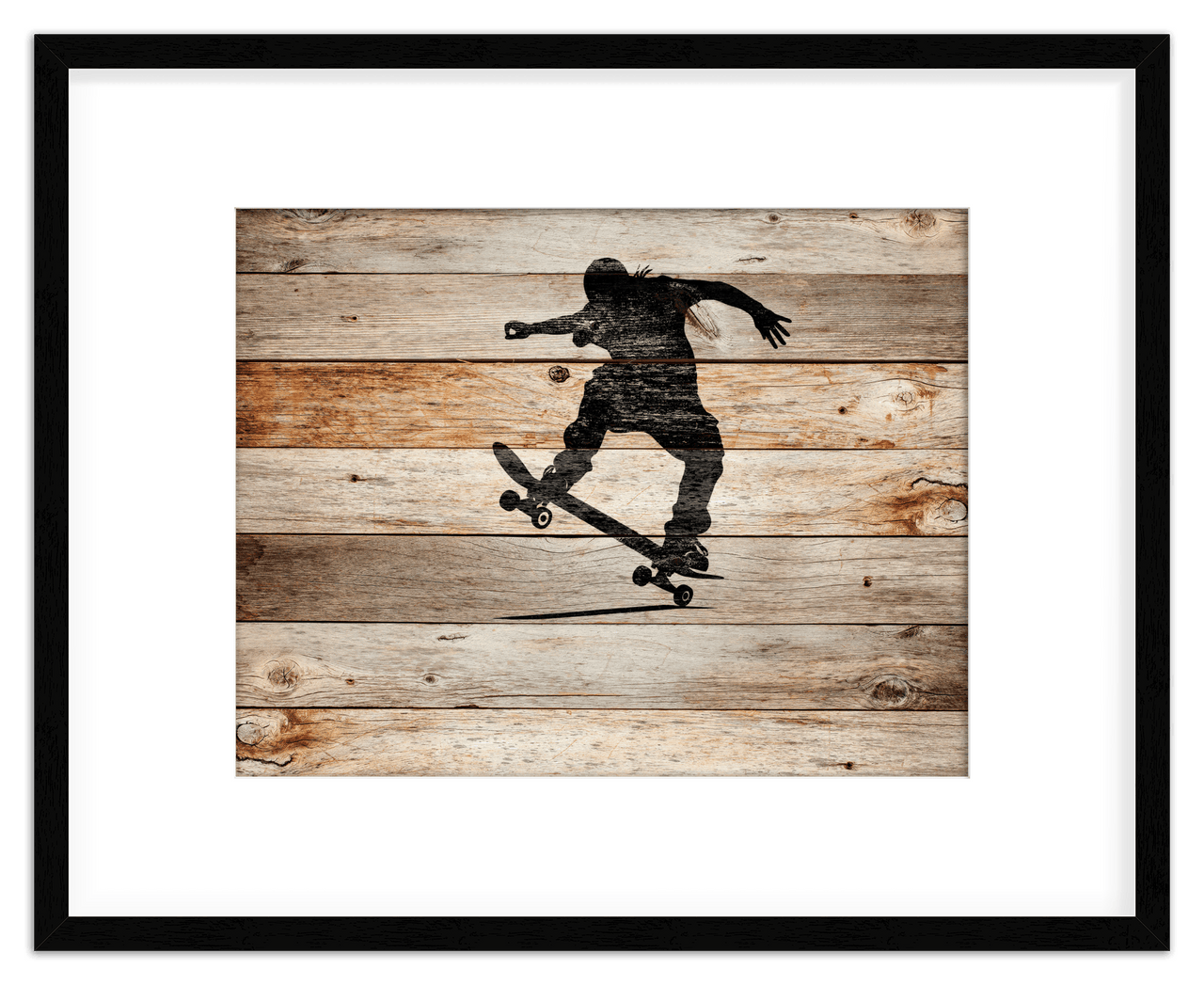 Wood Wall Art Skateboarding - Front View