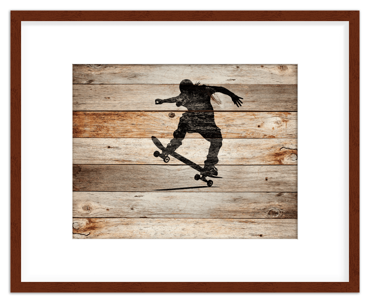 Wood Wall Art Skateboarding - Front View