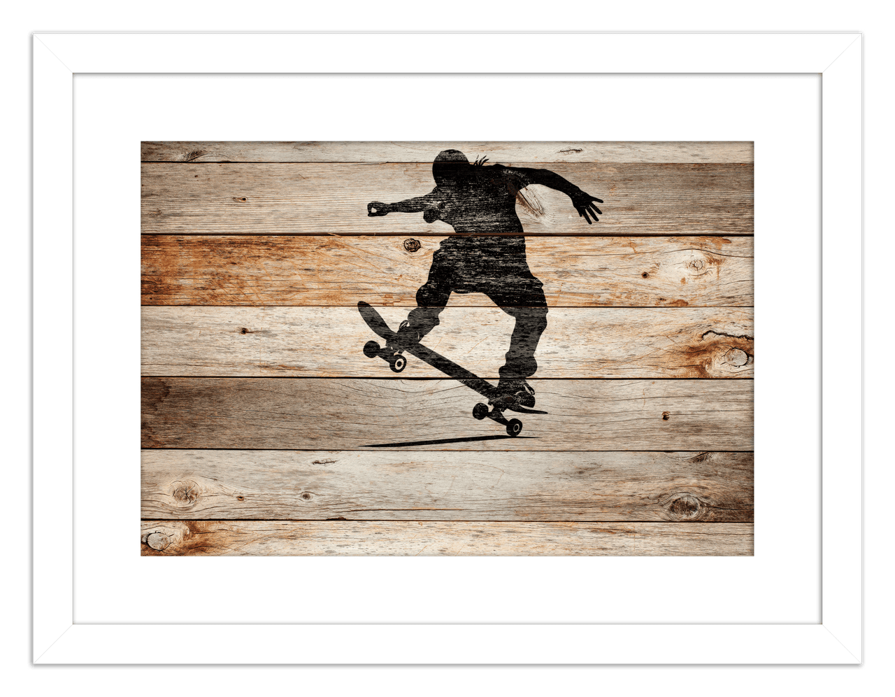 Wood Wall Art Skateboarding - Front View