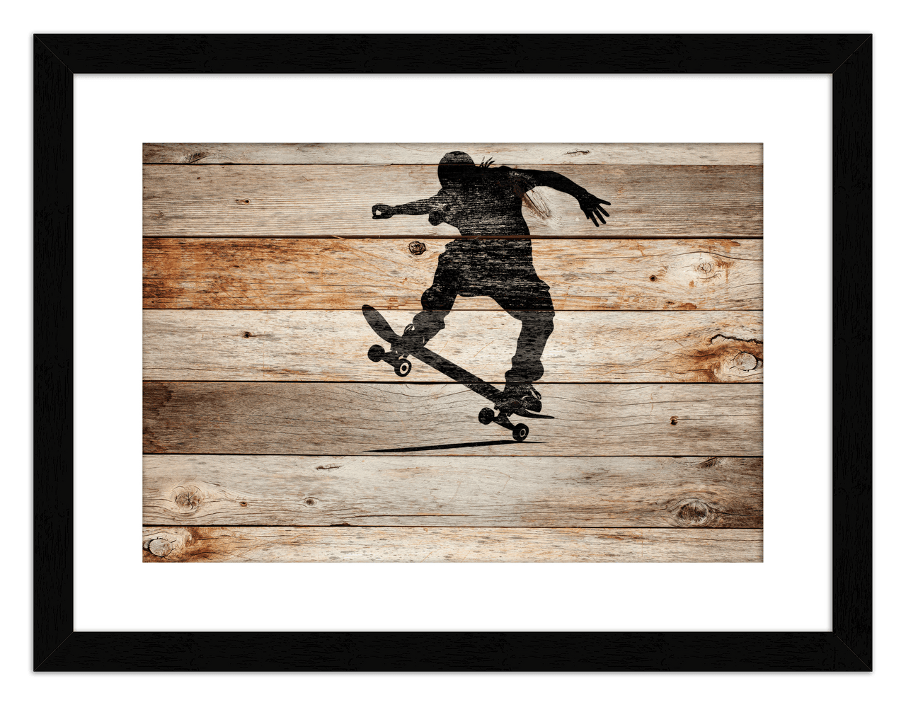 Wood Wall Art Skateboarding - Front View