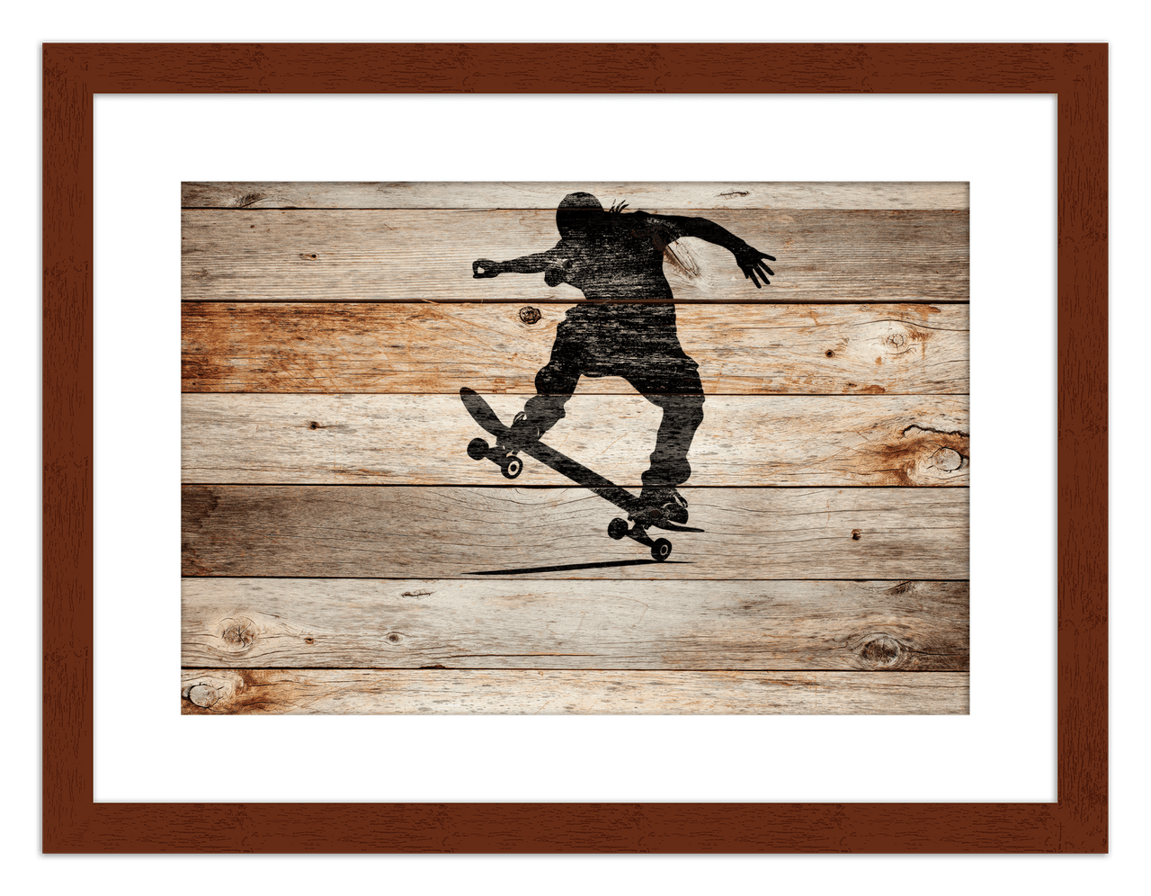 Wood Wall Art Skateboarding - Front View