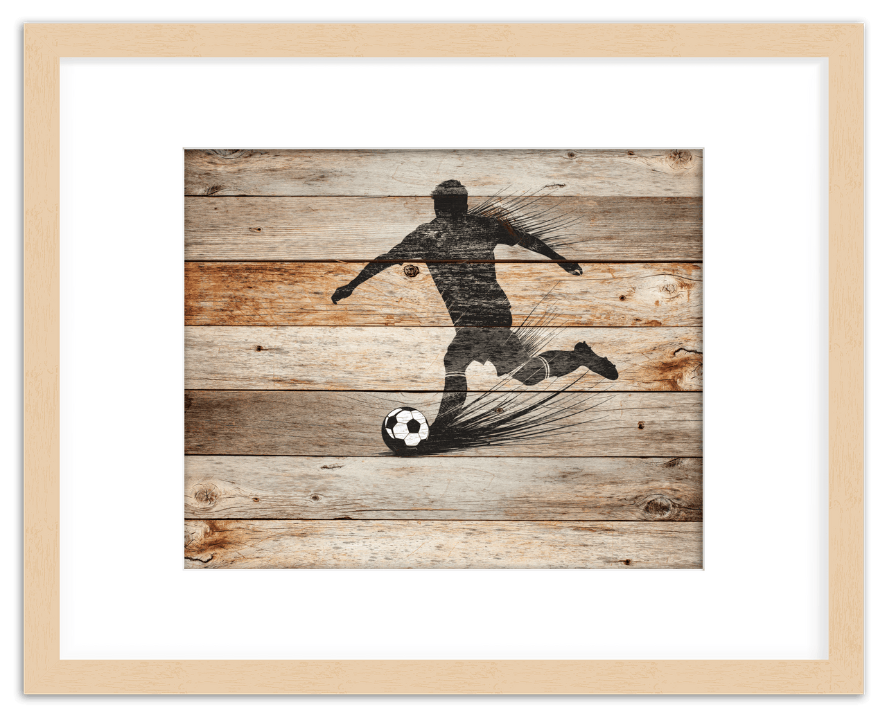Wood Wall Art Soccer - Front View