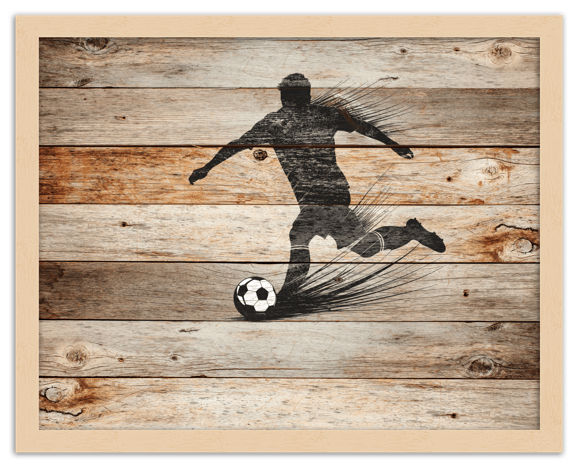 Wood Wall Art Soccer - Front View