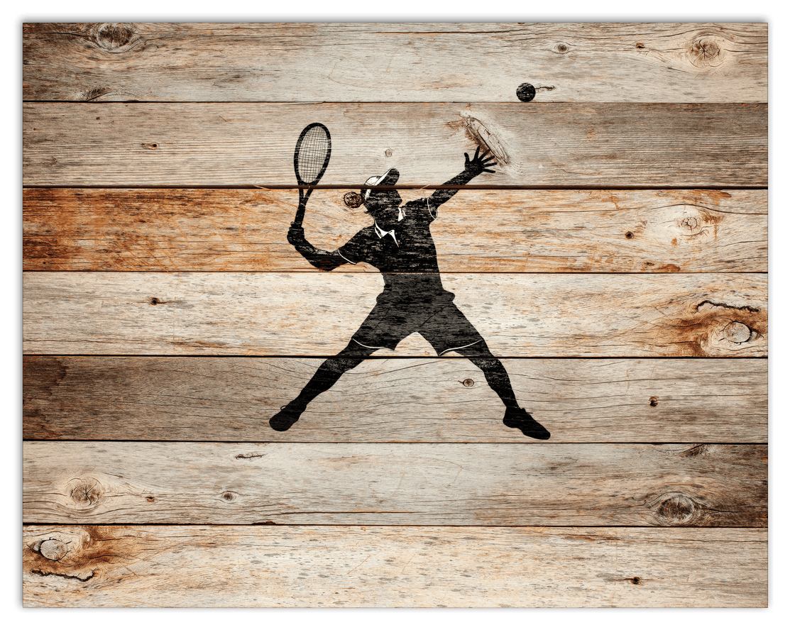 Wood Wall Art Tennis - Front View