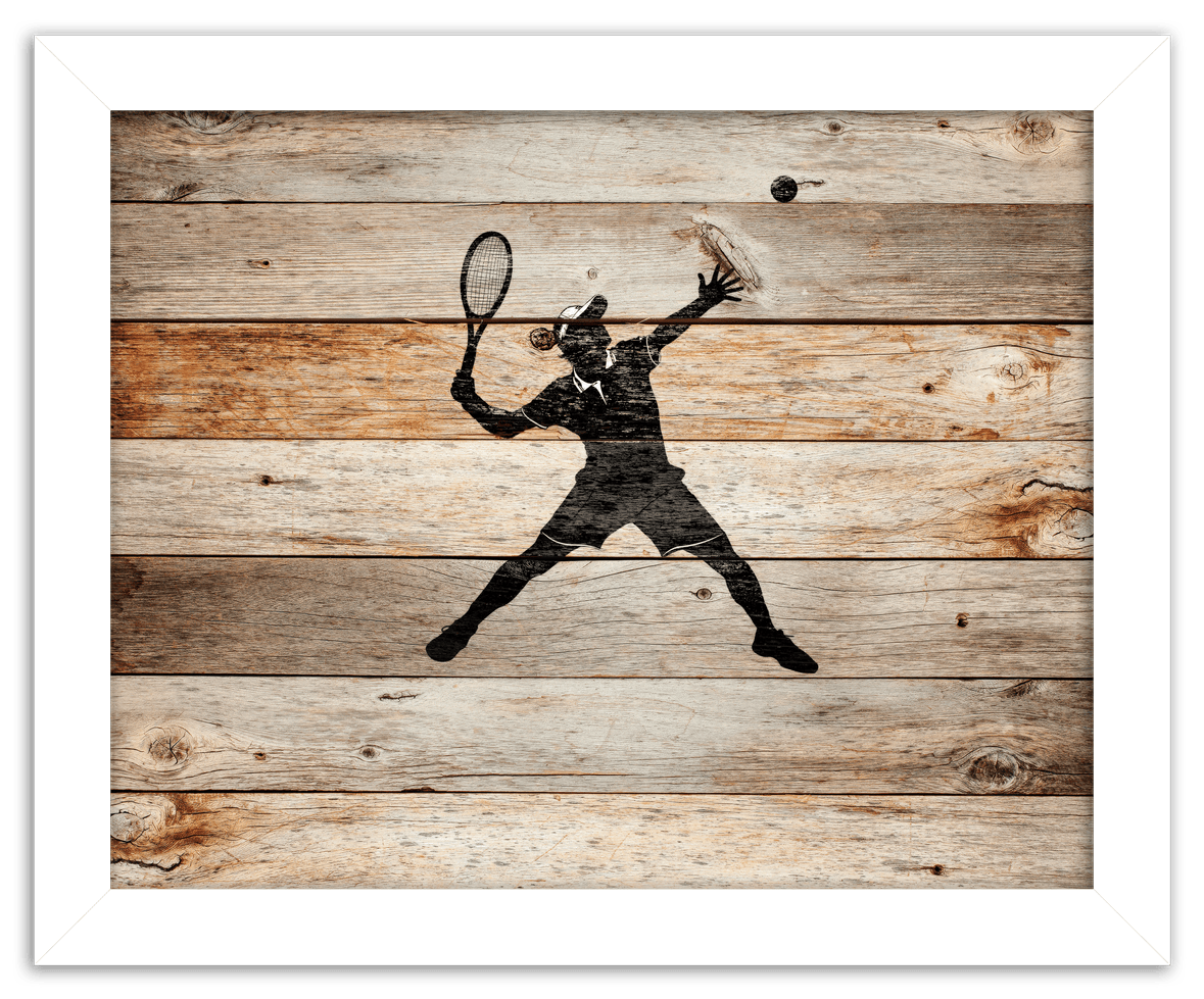 Wood Wall Art Tennis - Front View