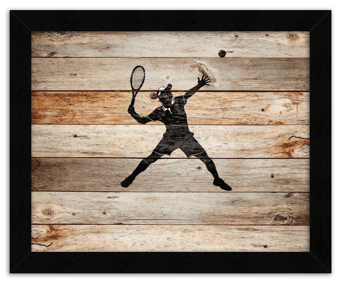Wood Wall Art Tennis - Front View