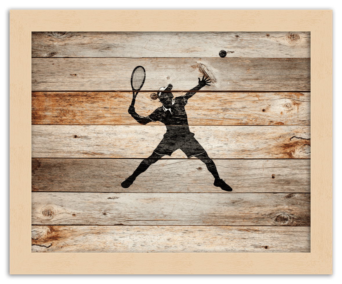 Wood Wall Art Tennis - Front View