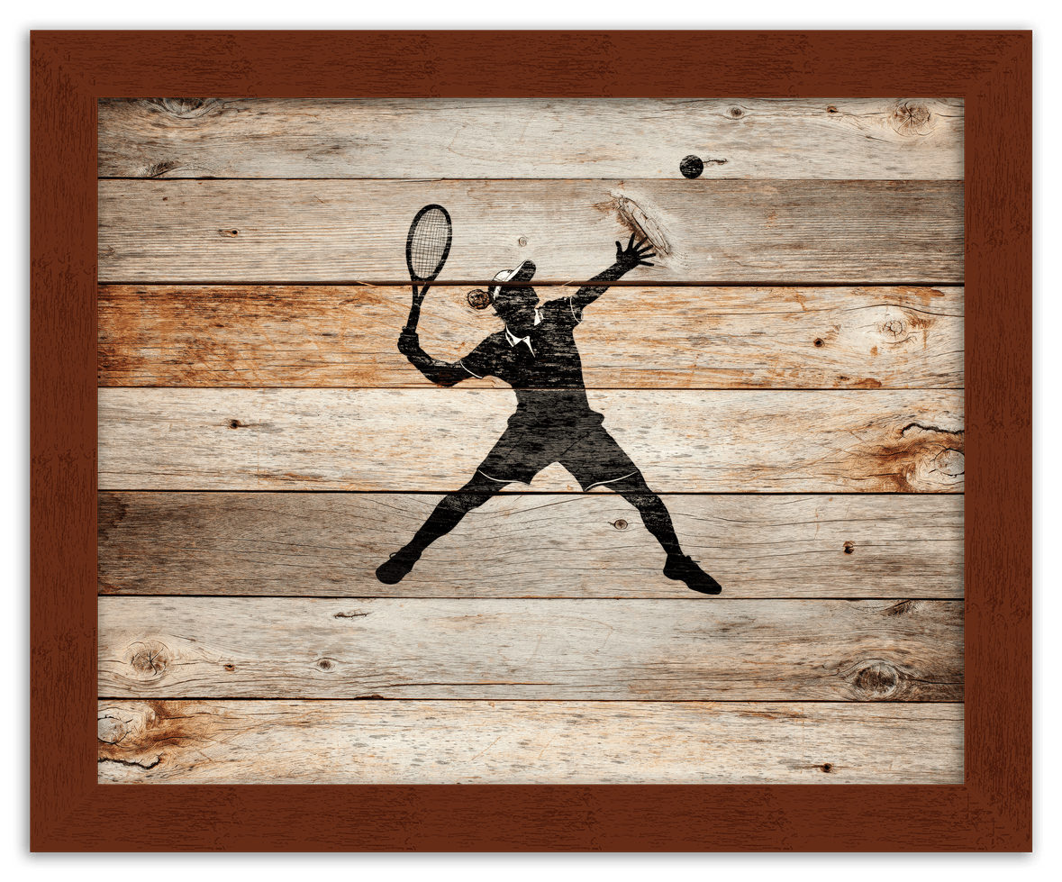 Wood Wall Art Tennis - Front View