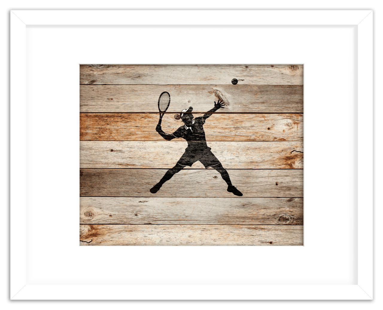 Wood Wall Art Tennis - Front View