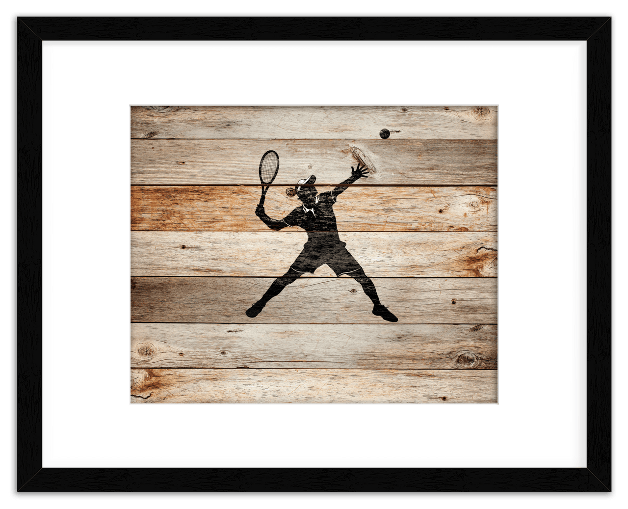 Wood Wall Art Tennis - Front View