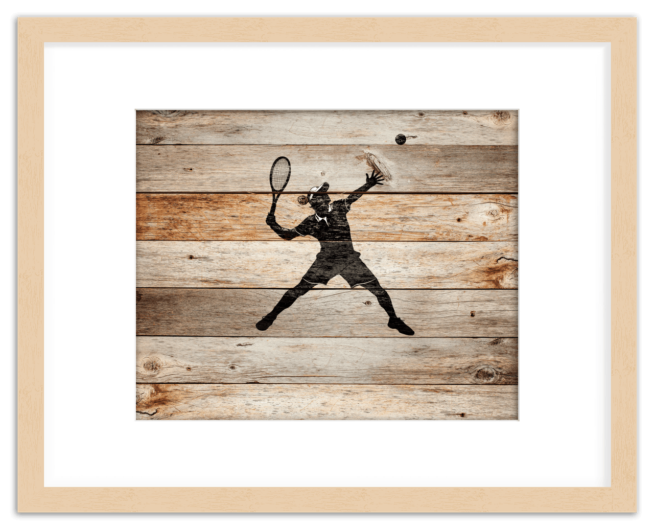 Wood Wall Art Tennis - Front View