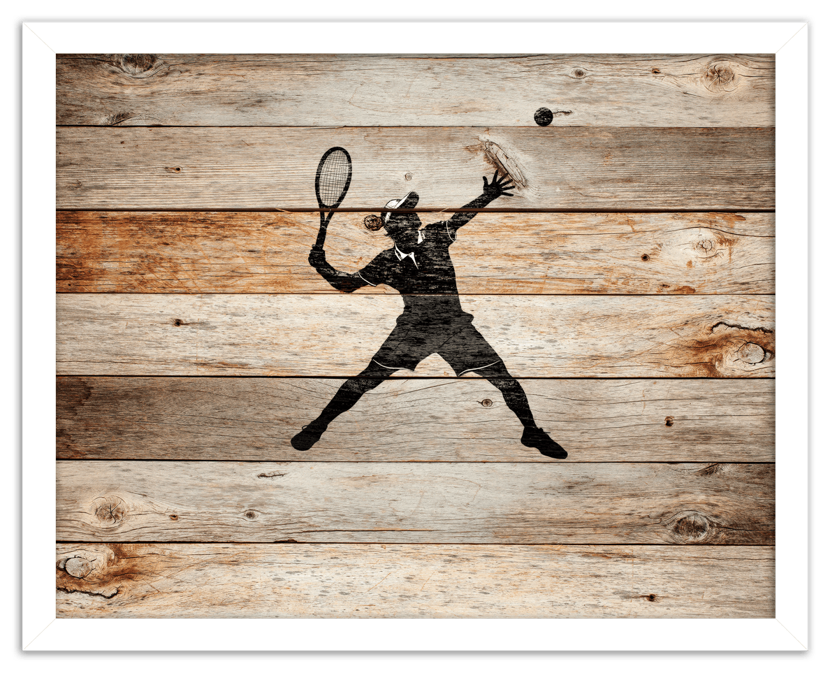 Wood Wall Art Tennis - Front View