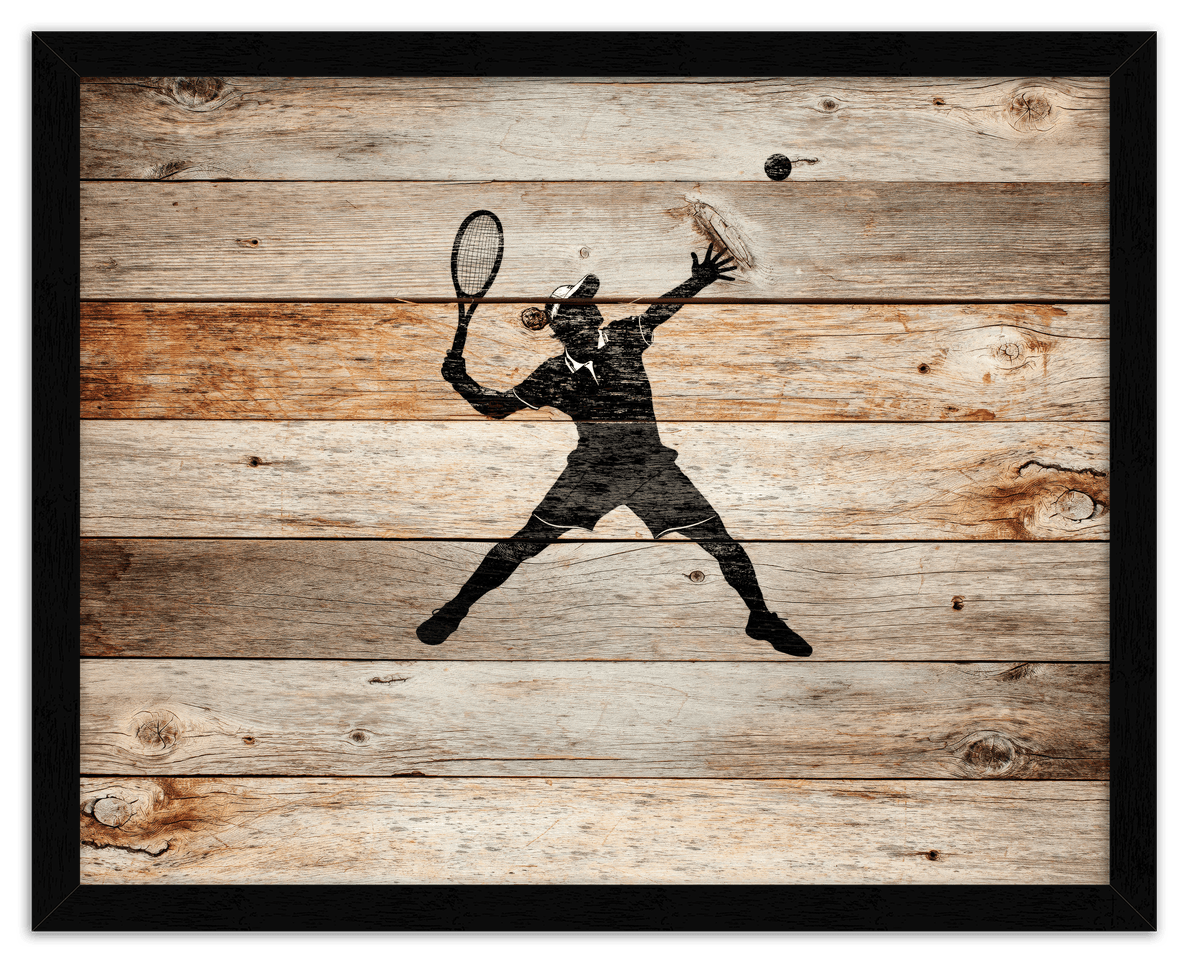 Wood Wall Art Tennis - Front View