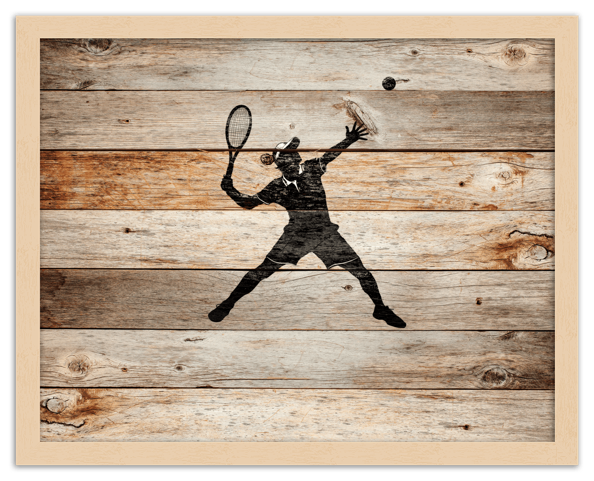 Wood Wall Art Tennis - Front View
