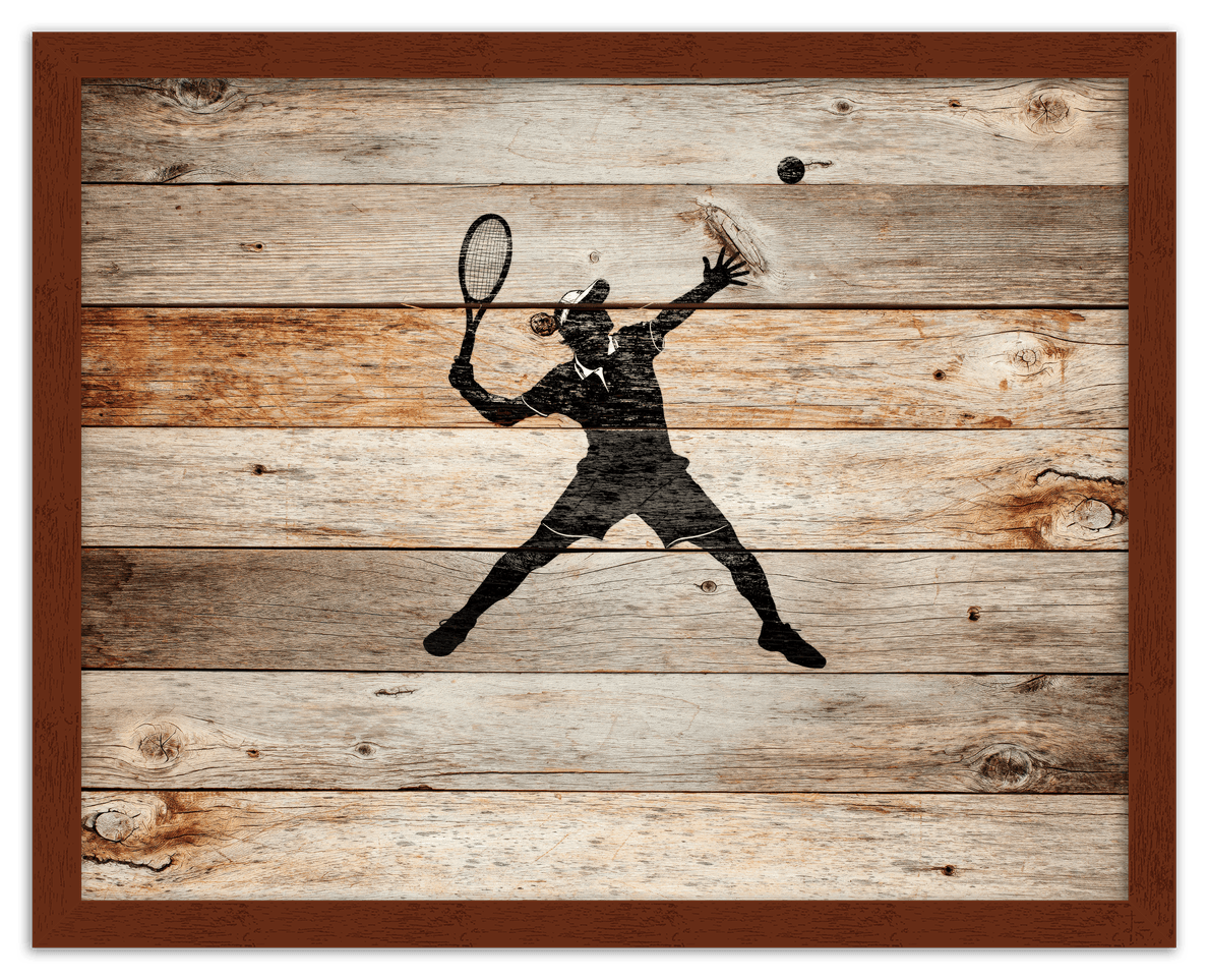 Wood Wall Art Tennis - Front View