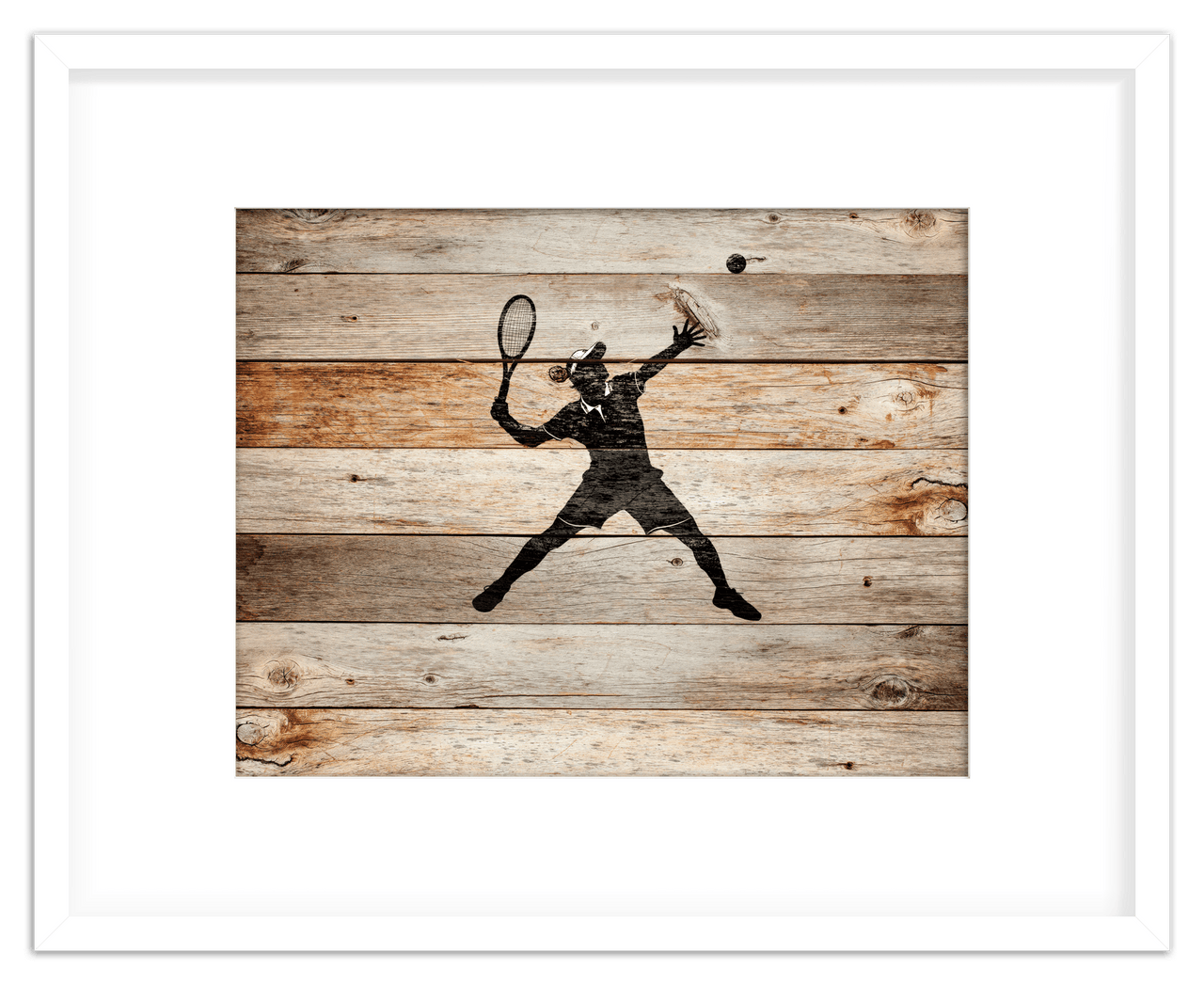 Wood Wall Art Tennis - Front View