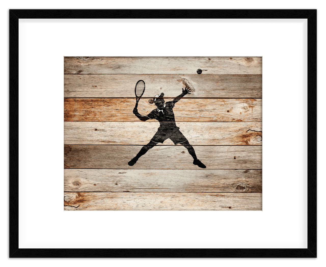Wood Wall Art Tennis - Front View
