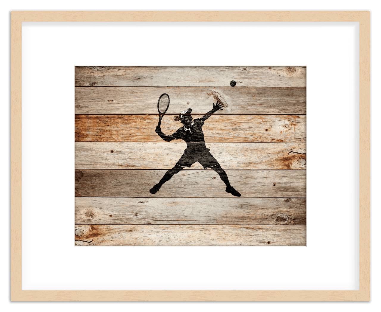 Wood Wall Art Tennis - Front View