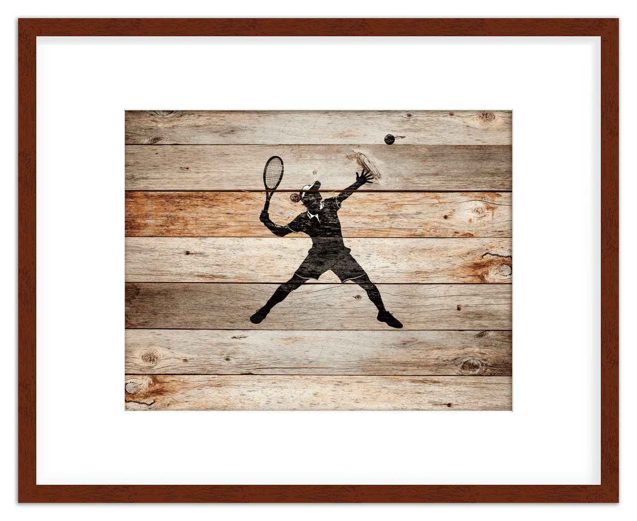 Wood Wall Art Tennis - Front View