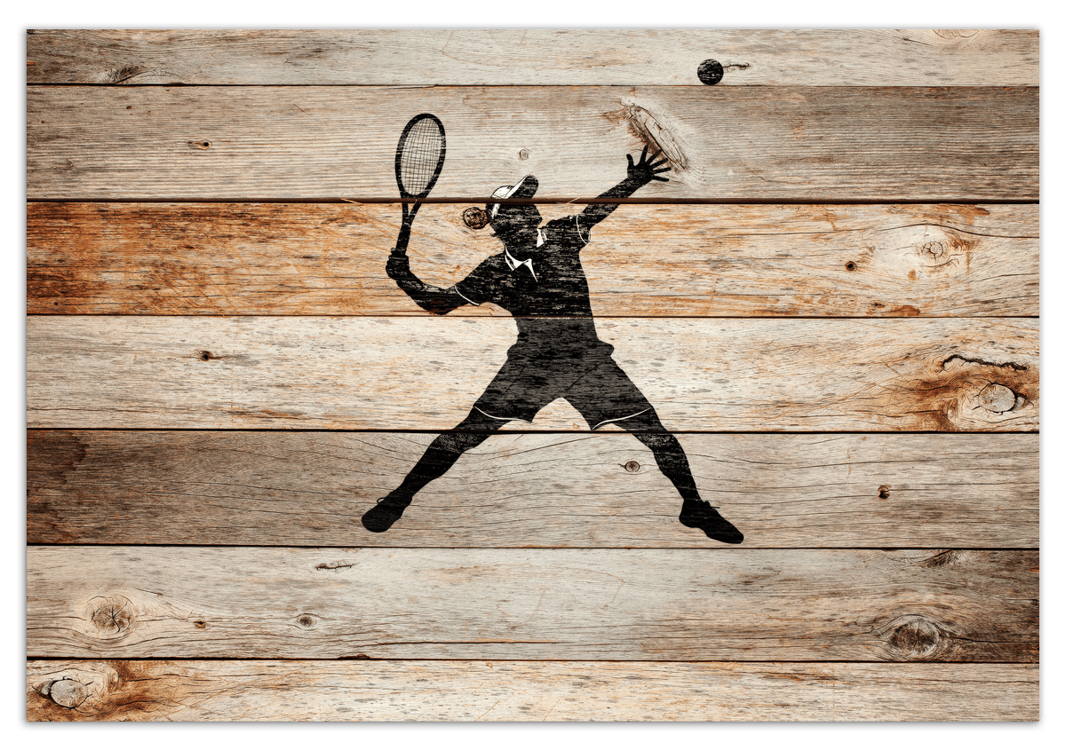 Wood Wall Art Tennis - Front View