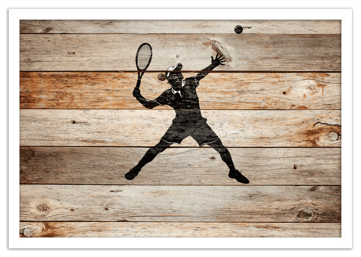 Wood Wall Art Tennis - Front View