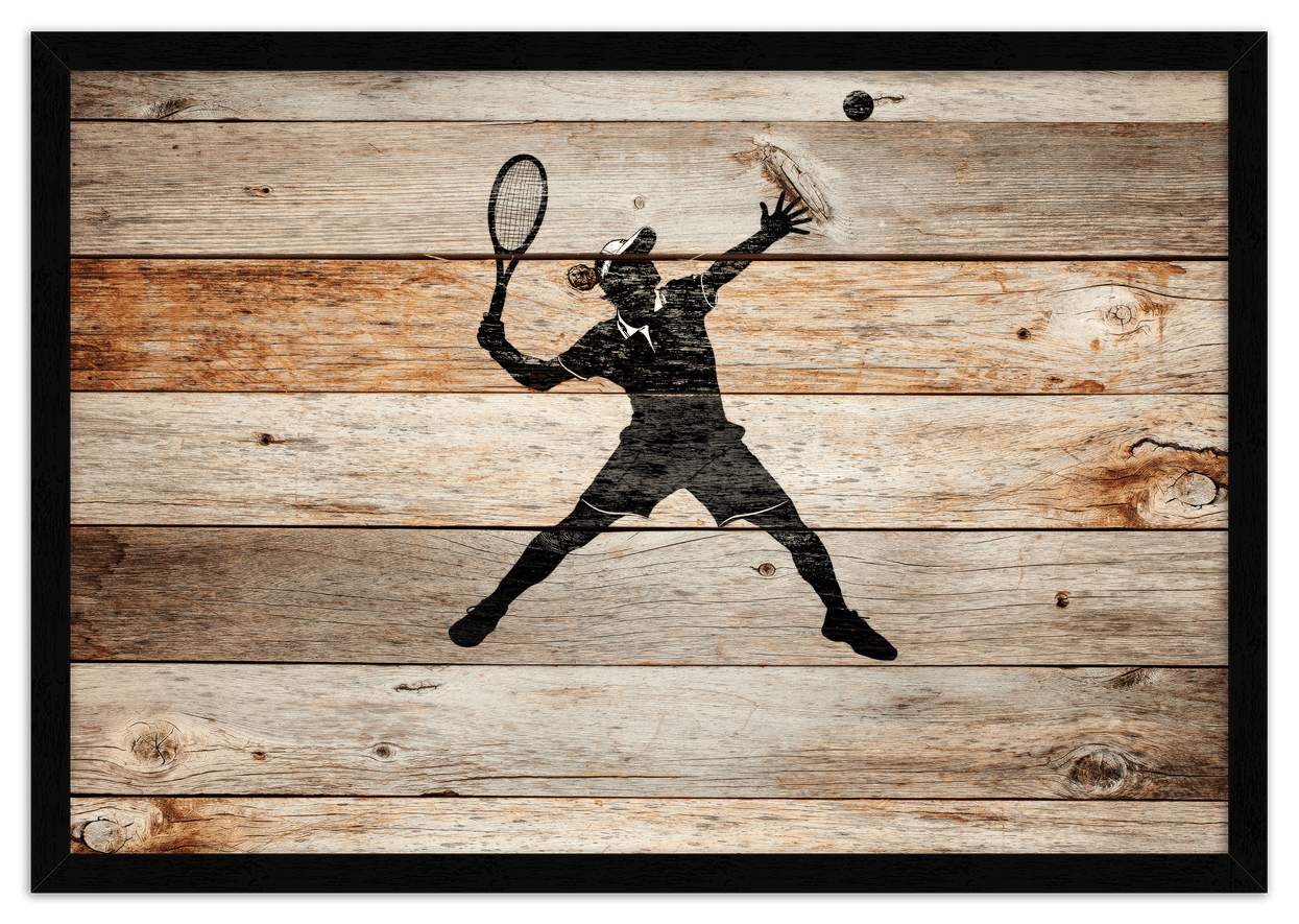 Wood Wall Art Tennis - Front View