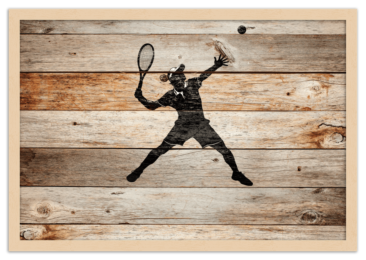 Wood Wall Art Tennis - Front View