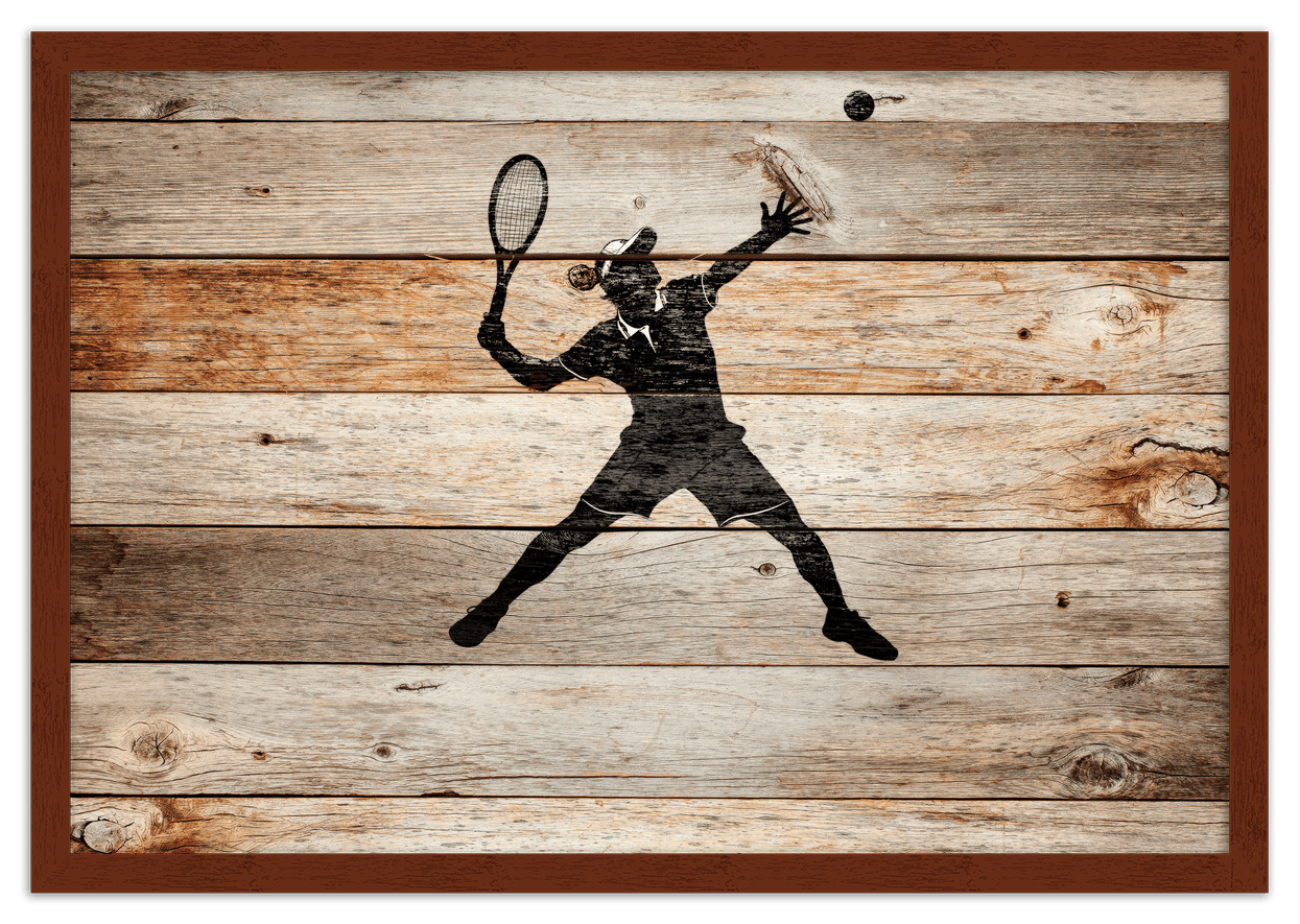 Wood Wall Art Tennis - Front View