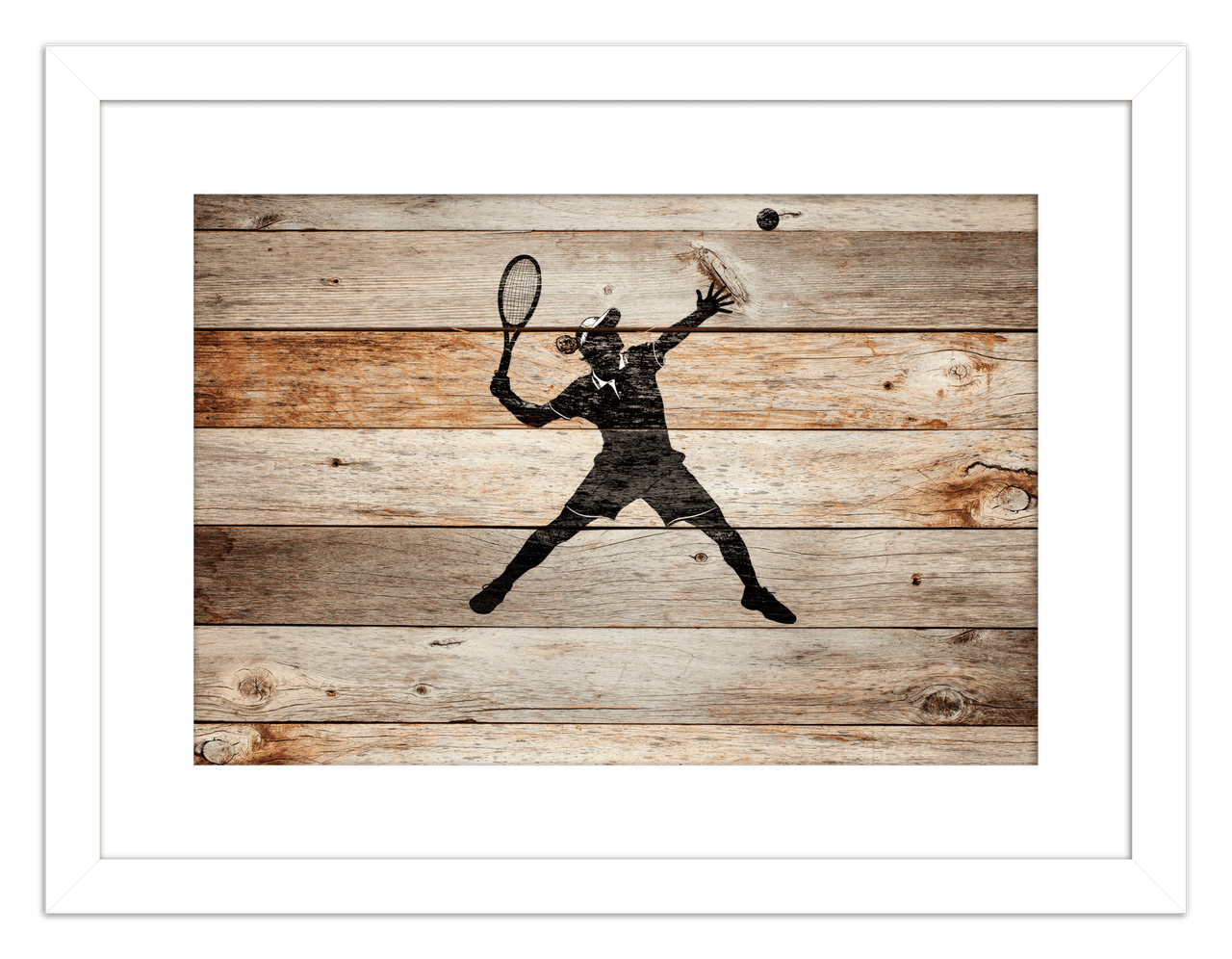 Wood Wall Art Tennis - Front View