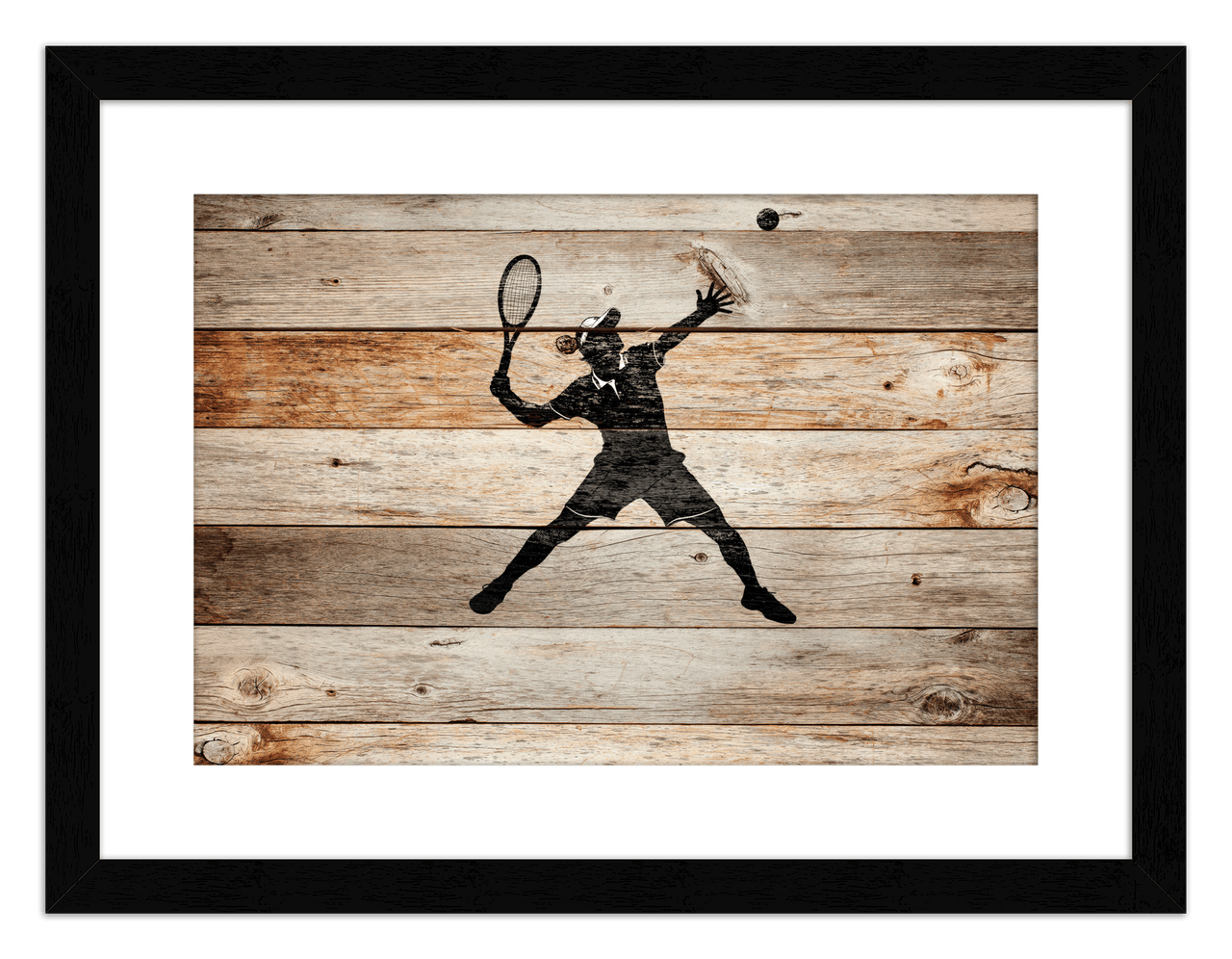 Wood Wall Art Tennis - Front View