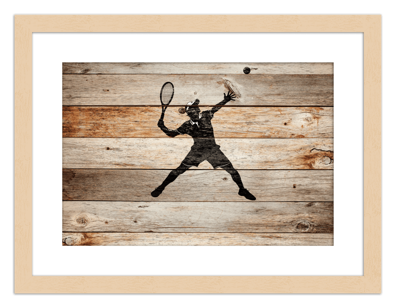 Wood Wall Art Tennis - Front View