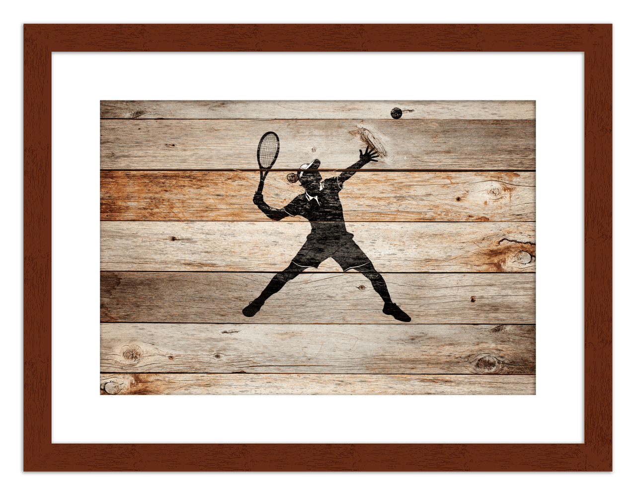 Wood Wall Art Tennis - Front View