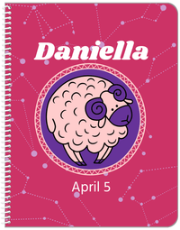 Thumbnail for Personalized Zodiac Sign Notebook - Constellation Circle - Aries - Front View
