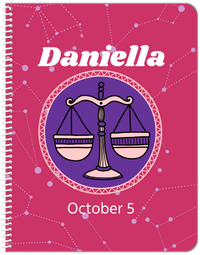 Thumbnail for Personalized Zodiac Sign Notebook - Constellation Circle - Libra - Front View
